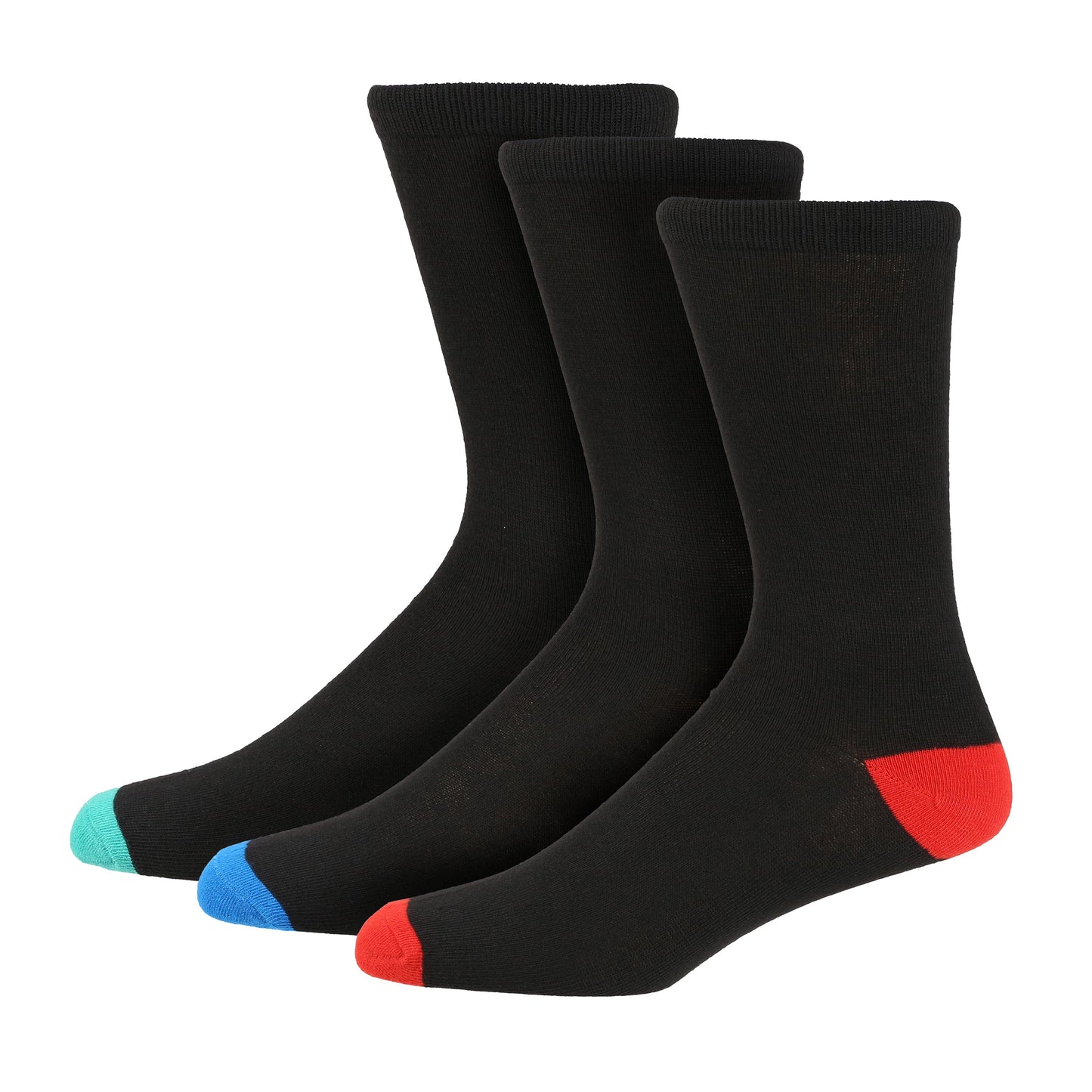 Contrast Coloured 3 Pairs Lightweight Elasticated Socks