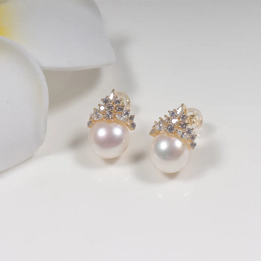 1 Pair 925 Sterling Silver Freshwater Pearl Freshwater Pearl Solid Color Ear Studs