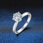 1.0ct Moissanite 925 Sterling Silver Rings GRA Certificate Round Brilliant Cut Geometric White Gold Plated Rings