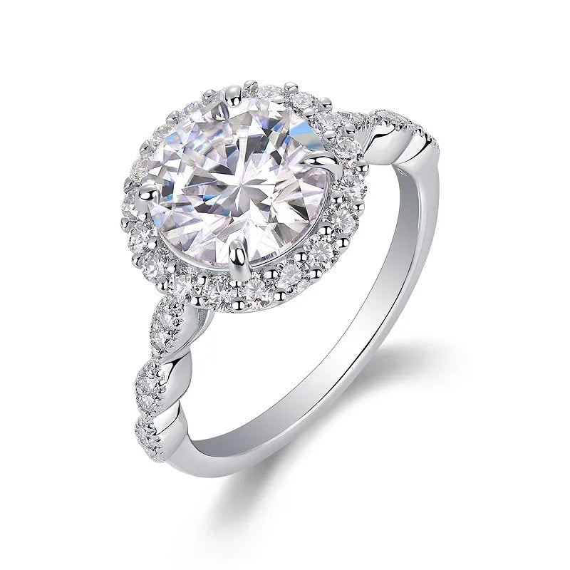 Moissanite 925 Sterling Silver Rings GRA Certificate Geometric Rings