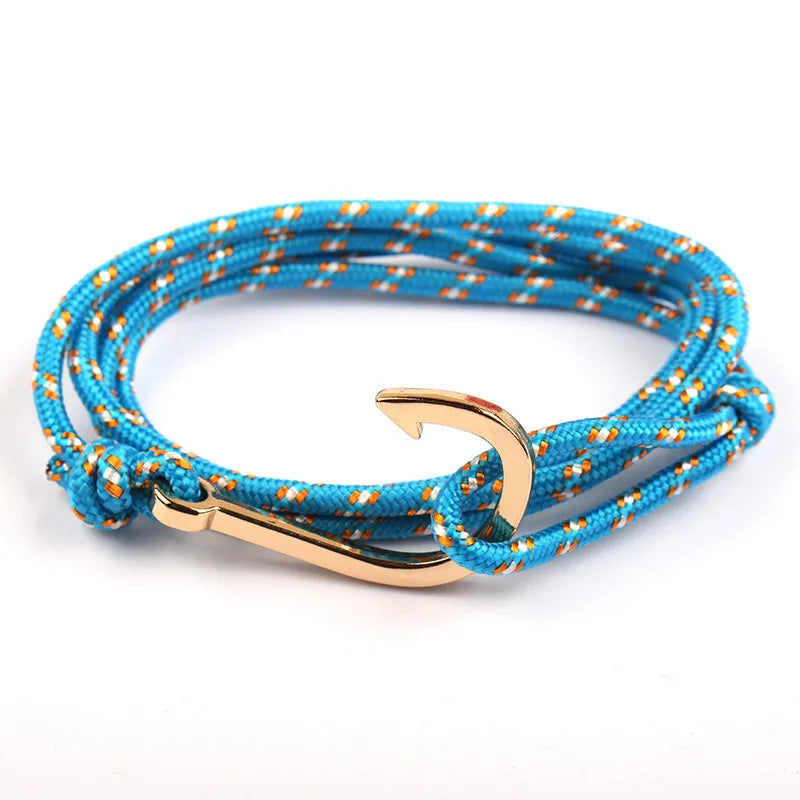 Casual Simple Style Fishhook Alloy rope Layered Unisex Bracelets