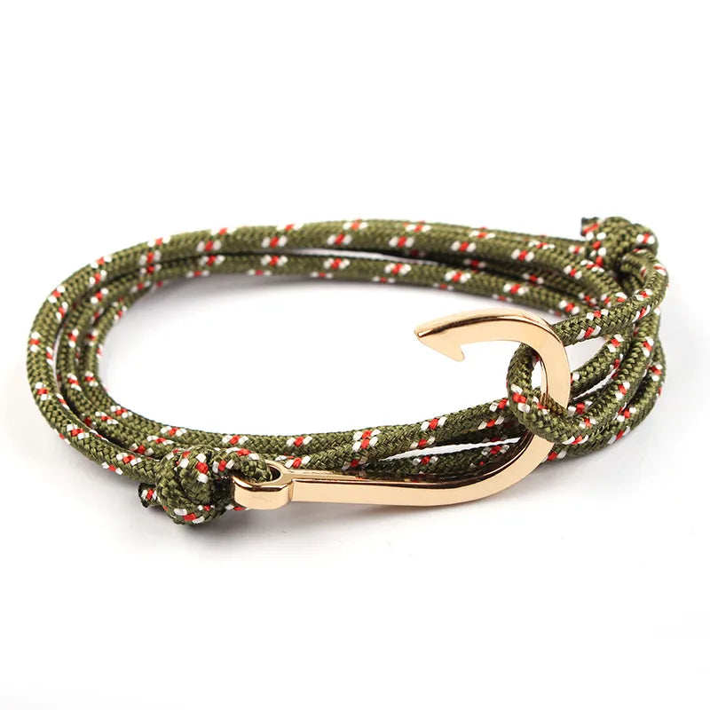Casual Simple Style Fishhook Alloy rope Layered Unisex Bracelets