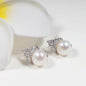 1 Pair 925 Sterling Silver Freshwater Pearl Freshwater Pearl Solid Color Ear Studs