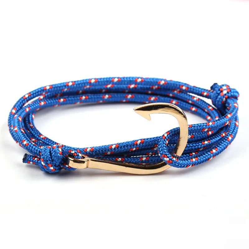 Casual Simple Style Fishhook Alloy rope Layered Unisex Bracelets
