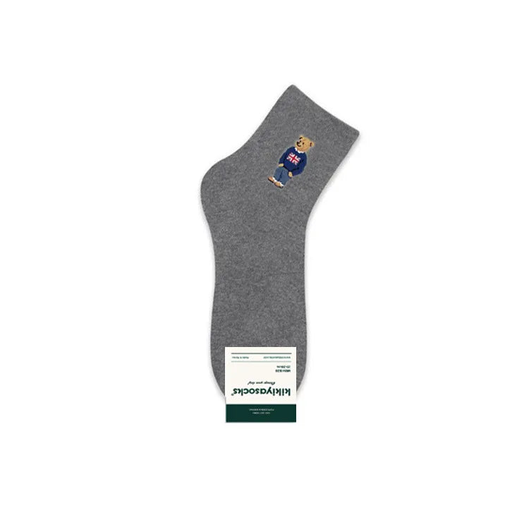 0 spring new men's short waist cotton socks cute cartoon bear short tube Korean socks kiki spring and summer casual