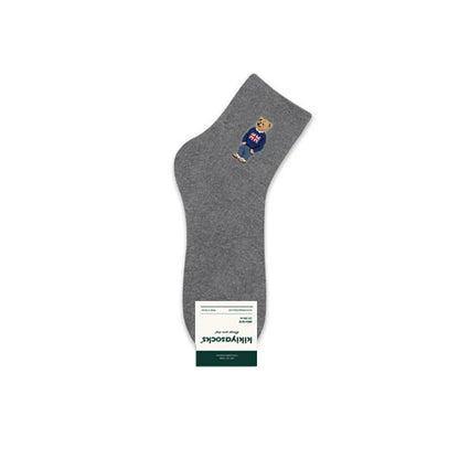 0 spring new men's short waist cotton socks cute cartoon bear short tube Korean socks kiki spring and summer casual