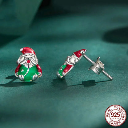 1 Pair 925 Sterling Silver Santa Claus Ear Studs