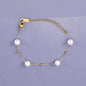 Wholesale Jewelry Simple Style Solid Color 304 Stainless Steel Imitation Pearl Titanium Steel 18K Gold Plated Plating Bracelets Anklet