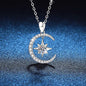 0.5ct Moissanite 925 Sterling Silver Pendant Necklace GRA Certificate Round Brilliant Cut Star Moon White Gold Plated Pendant Necklace