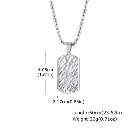 Wholesale Jewelry Punk Simple Style Cross Rectangle 304 Stainless Steel Zircon Polishing Pendant Necklace
