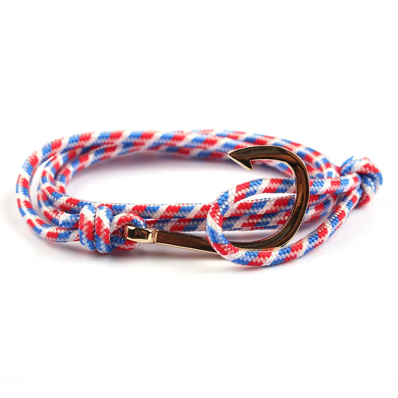 Casual Simple Style Fishhook Alloy rope Layered Unisex Bracelets