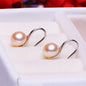 1 Pair 925 Sterling Silver Copper Freshwater Pearl Solid Color Ear Studs