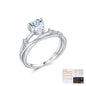0.8 Karat Moissanite 925 Sterling Silver Rings GRA Certificate Heart-Shaped Cutting Geometric Heart Shape Lines Rhodium Plated Rings