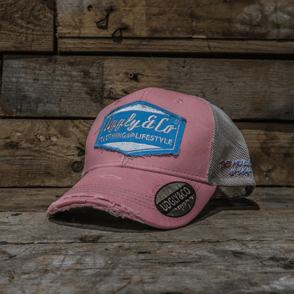 Pastel Pink & Blue Diamond Trucker Hat