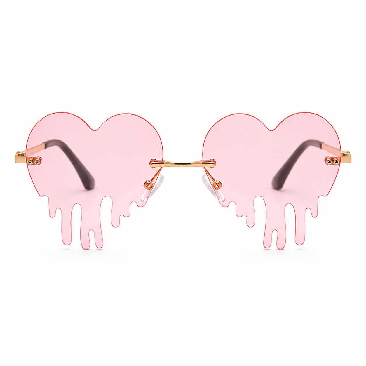 Pink Dripping Heart Festival Sunglasses – Y2K Rave Glasses with Gift Box