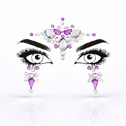 Pink Lilac Festival Face Jewels – Self Adhesive Rave Gems (Maia)