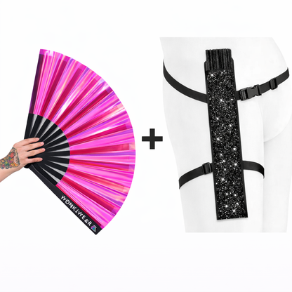 Pink Passion Iridescent Festival Fan (XL Rave Fan UK)
