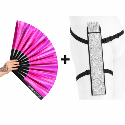 Pink Passion Iridescent Festival Fan (XL Rave Fan UK)