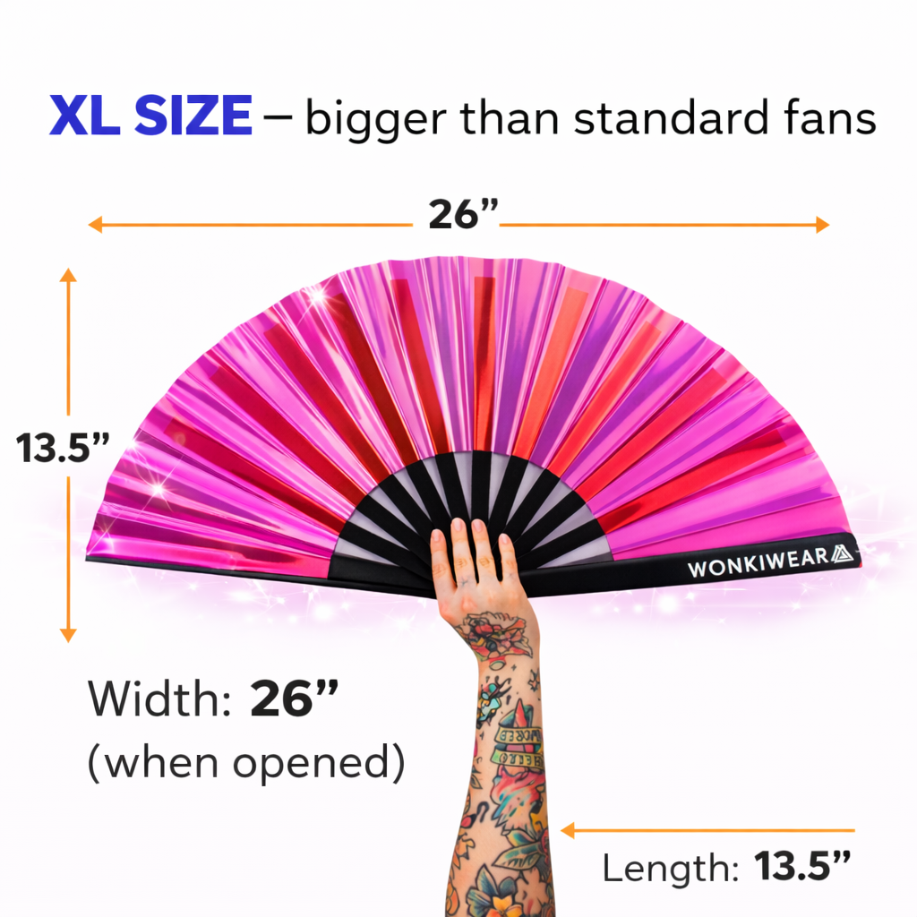 Pink Passion Iridescent Festival Fan (XL Rave Fan UK)