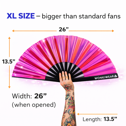 Pink Passion Iridescent Festival Fan (XL Rave Fan UK)