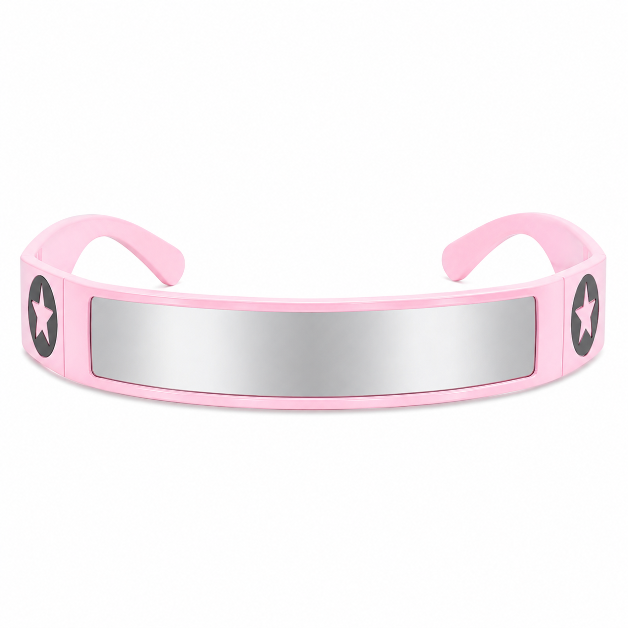 Pink Futuristic Star Shield Sunglasses – Cyber Rave Statement Glasses