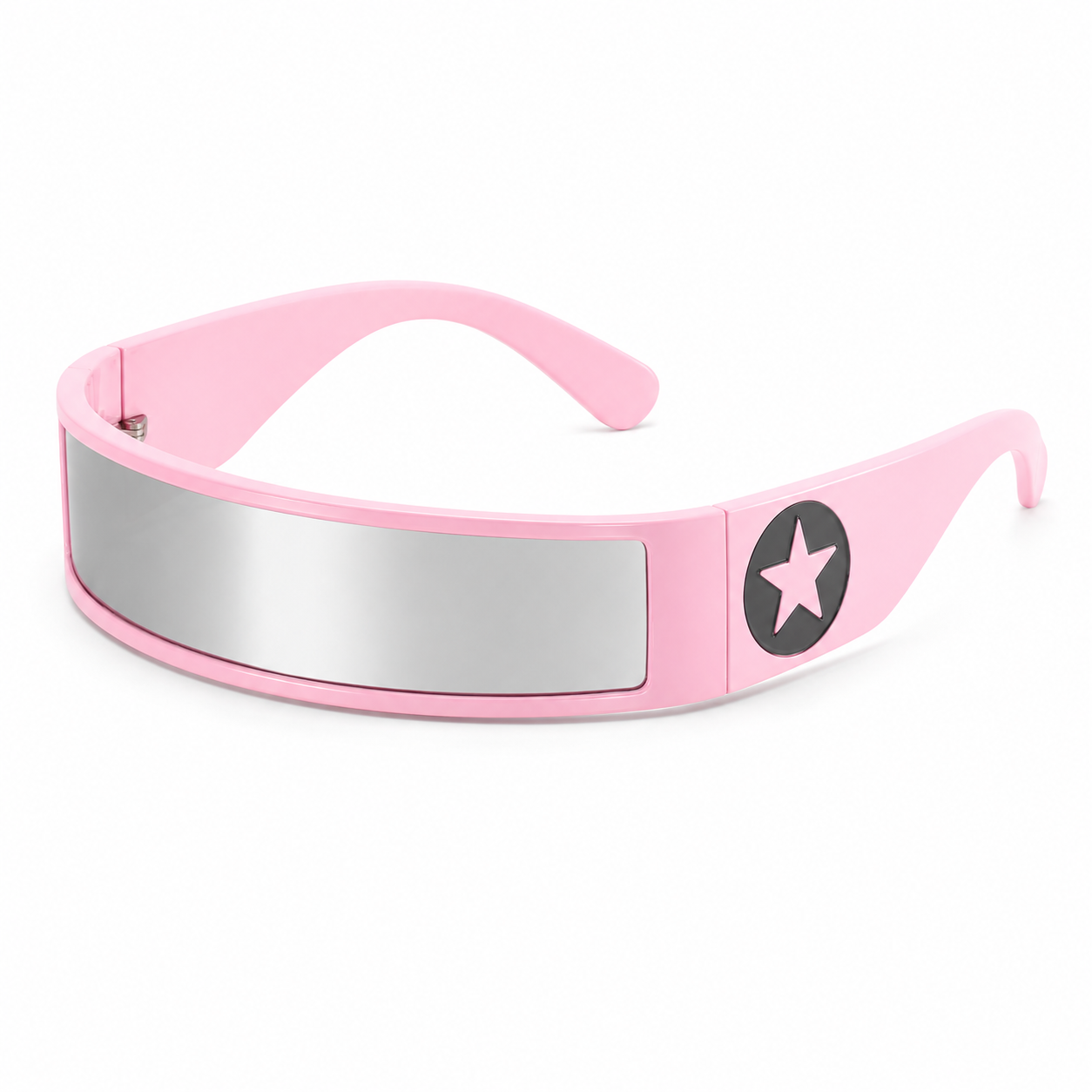 Pink Futuristic Star Shield Sunglasses – Cyber Rave Statement Glasses
