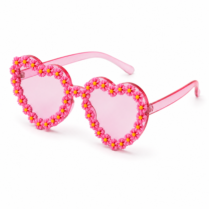 Heart Shaped Daisy Colour Therapy Glasses – Pink