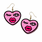 Pink Heart Face Earrings UK – Cute Statement Drop Earrings (Festival & Rave Accessories)
