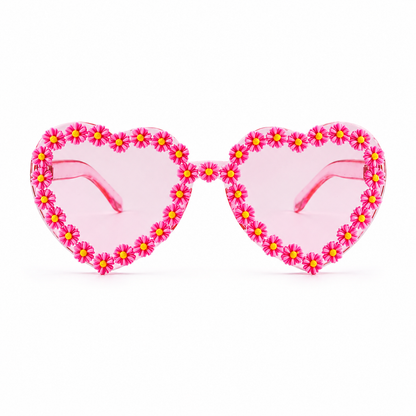 Heart Shaped Daisy Colour Therapy Glasses – Pink