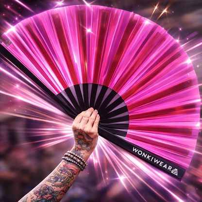 Pink Passion Iridescent Festival Fan (XL Rave Fan UK)