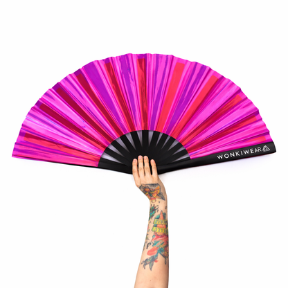 Pink Passion Iridescent Festival Fan (XL Rave Fan UK)