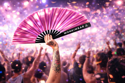 Pink Mirage Iridescent Festival Fan (Metallic XL Rave Fan UK)