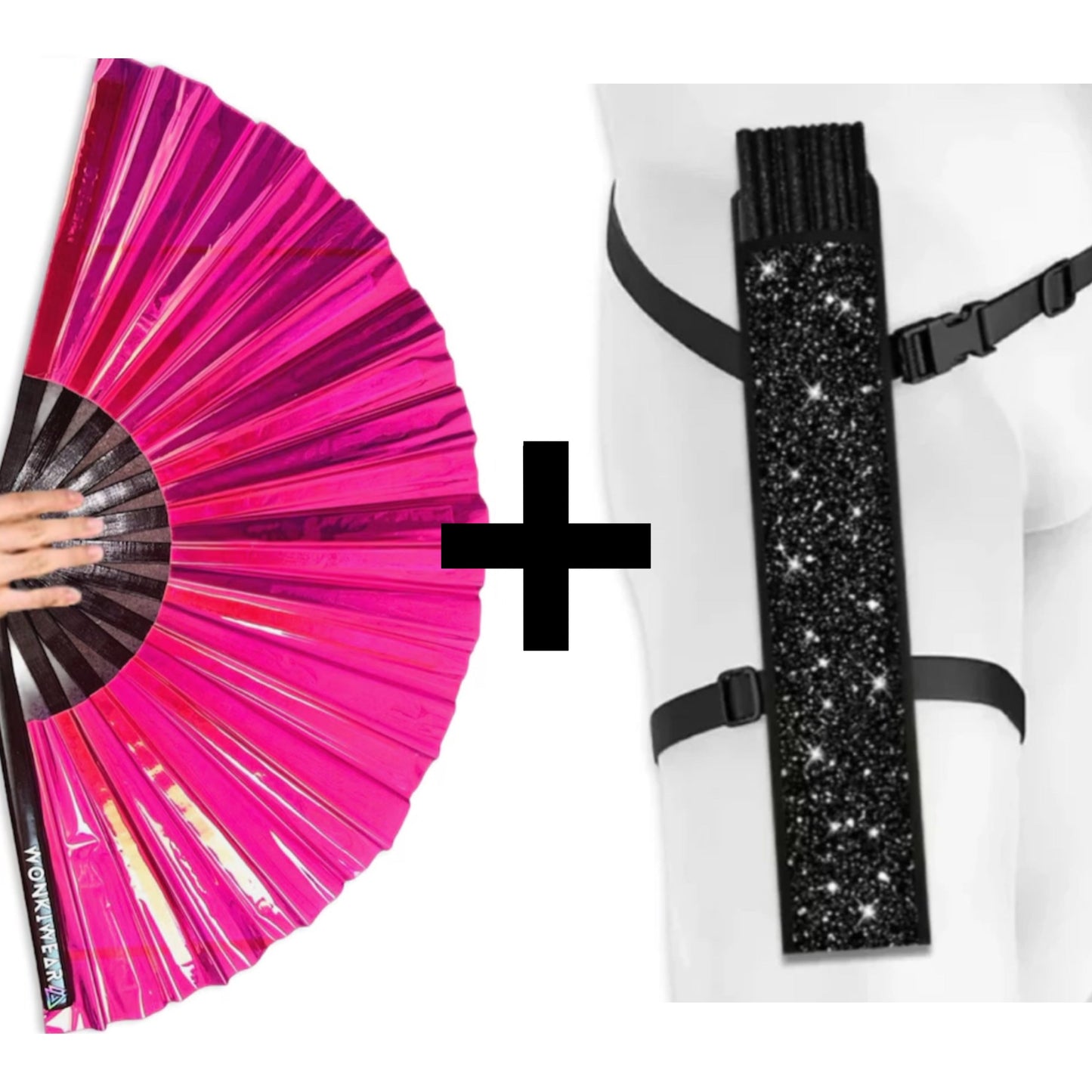 Pink Mirage Iridescent Festival Fan (Metallic XL Rave Fan UK)