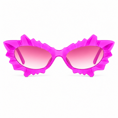 Pink & Purple Irregular Cat Eye Sunglasses – Statement Festival Glasses