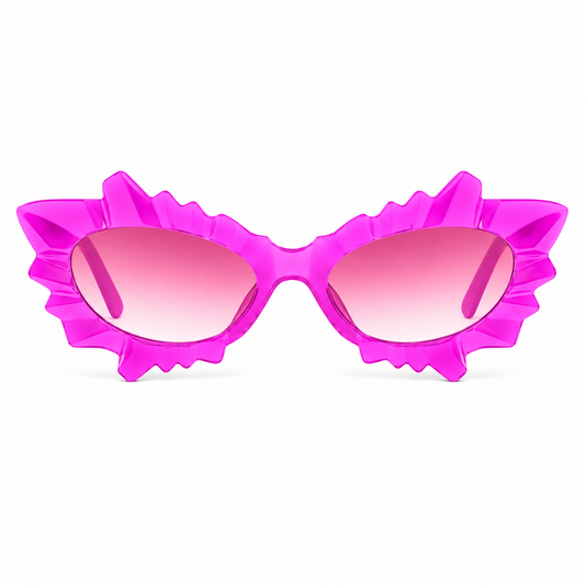 Pink & Purple Irregular Cat Eye Sunglasses – Statement Festival Glasses