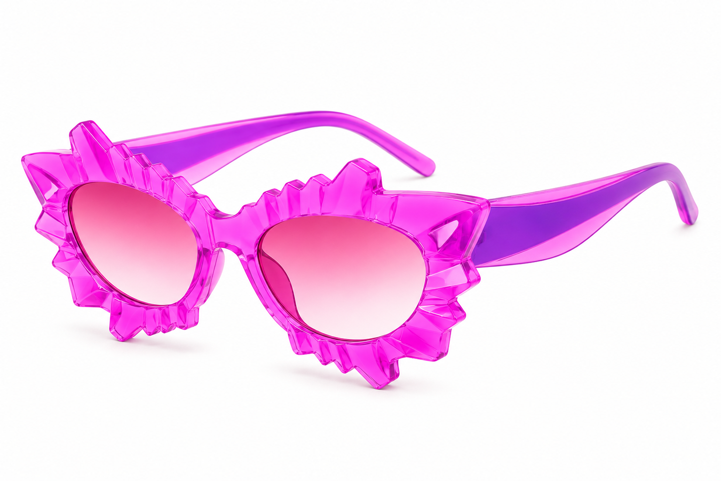 Pink & Purple Irregular Cat Eye Sunglasses – Statement Festival Glasses