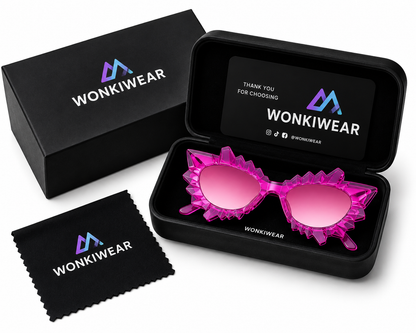 Pink & Purple Irregular Cat Eye Sunglasses – Statement Festival Glasses