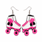 Pink Roller Skate Drop Earrings – Retro Disco Festival Jewellery, Cute Statement Acrylic Dangles