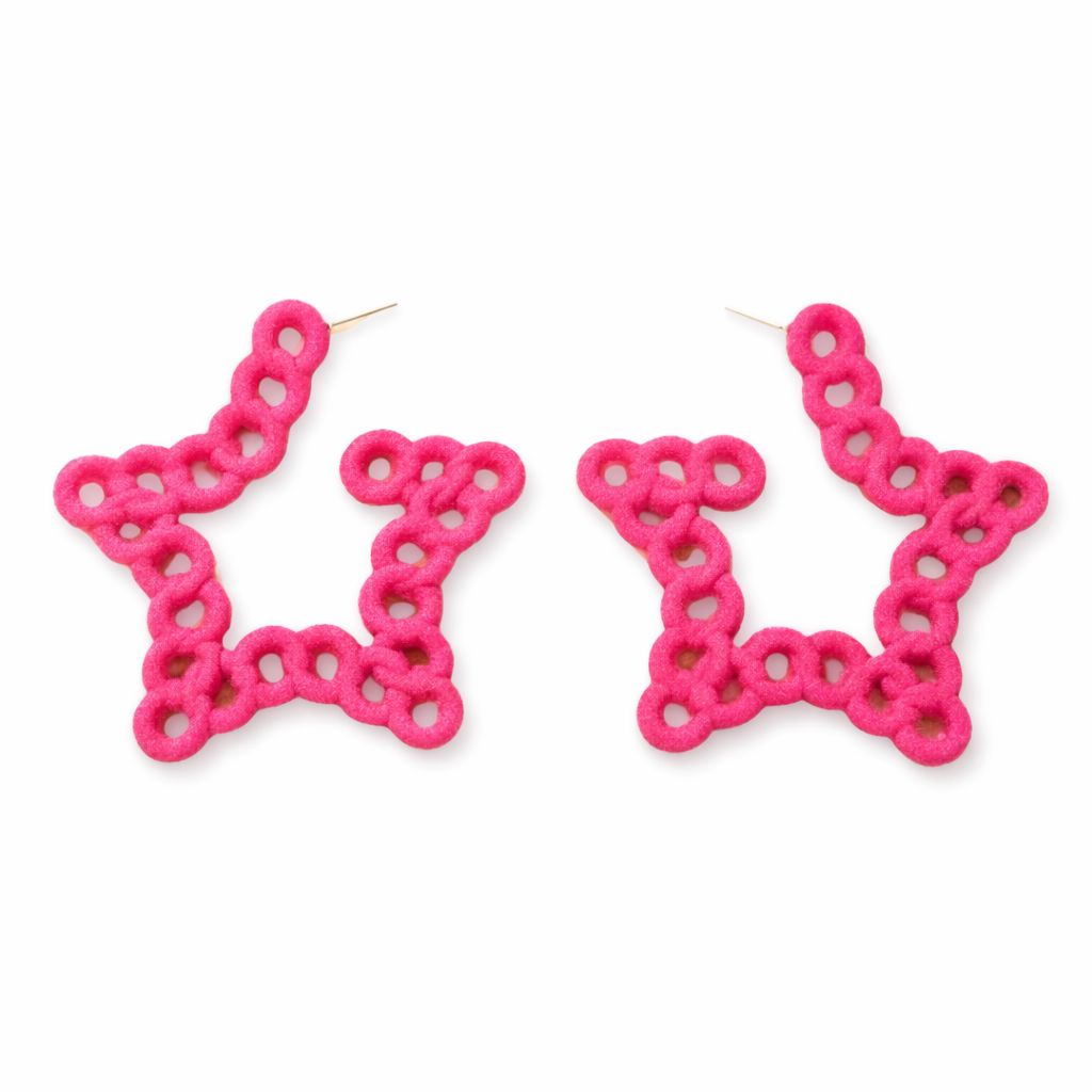 Pink Star Earrings UK – Bold Bubble Star Hoop Earrings (Festival & Rave Accessories)