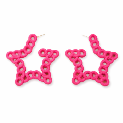 Pink Star Earrings UK – Bold Bubble Star Hoop Earrings (Festival & Rave Accessories)