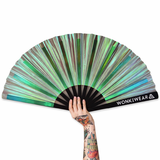 Pixie Dust Iridescent Festival Fan (XL Rave Fan UK)