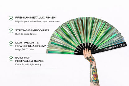 Pixie Dust Iridescent Festival Fan (XL Rave Fan UK)
