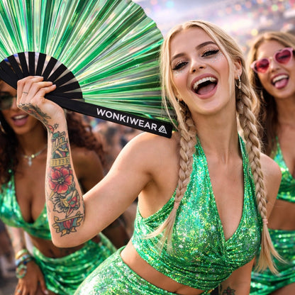 Pixie Dust Iridescent Festival Fan (XL Rave Fan UK)