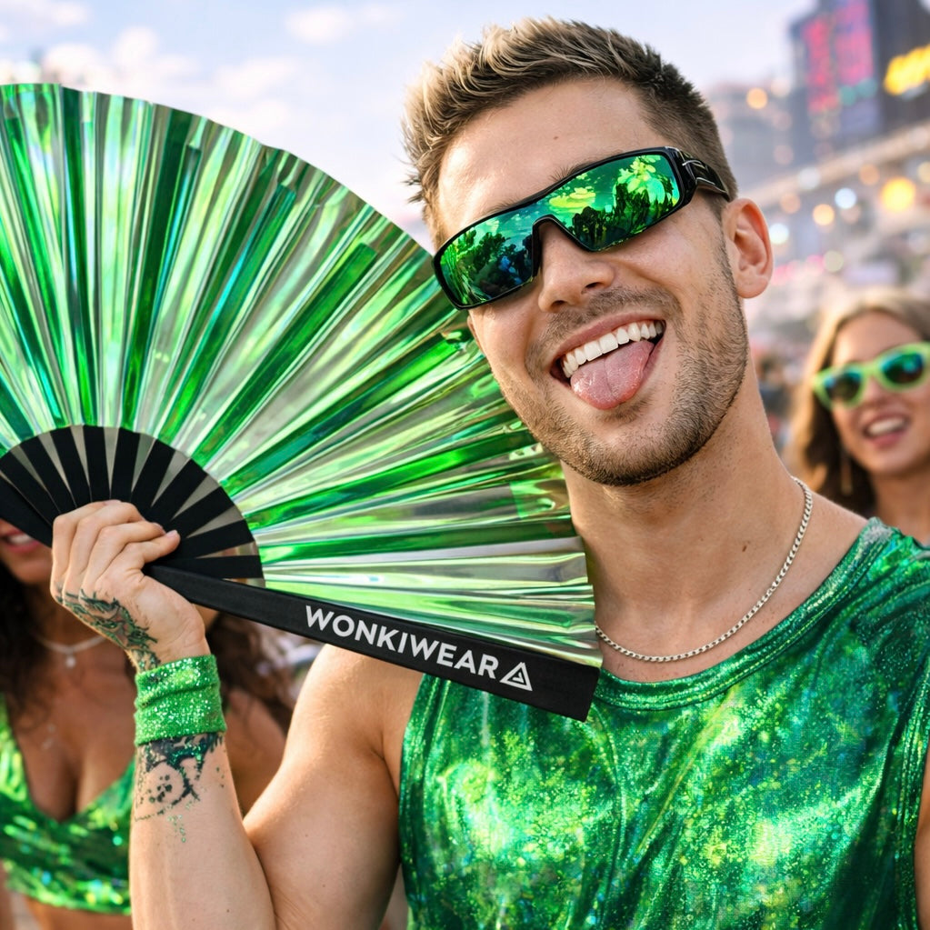 Pixie Dust Iridescent Festival Fan (XL Rave Fan UK)
