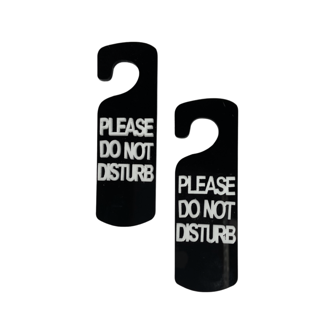 Please Do Not Disturb Earrings UK – Funny Slogan Statement Earrings (Black Acrylic Drop Earrings)