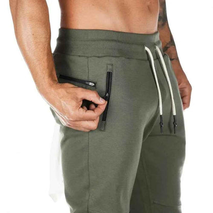 Plus size Jogger Pants Workout Gym sweat trouser Side Zipper Pockets Slim Fit trousers for men