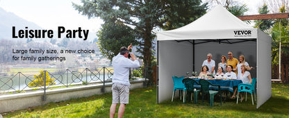 VEVOR 10x10 FT Pop up Canopy with Removable Sidewalls Portable Gazebo & Wheeled Bag  UV Resistant Waterproof Tent for Patio