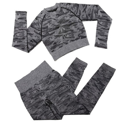 3Pcs Yoga Set Sport Suits Gym Wear Seamless Sportswear Workout Leggings Sports Bra Long Sleeves Crop Tops Fitness Clothing