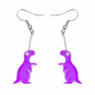 Purple Dinosaur Drop Earrings – Quirky Festival Statement Jewellery, Cute Rave Accessories