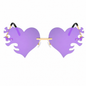 Purple & Green Heart Flame Sunglasses – Iridescent Festival Statement Glasses